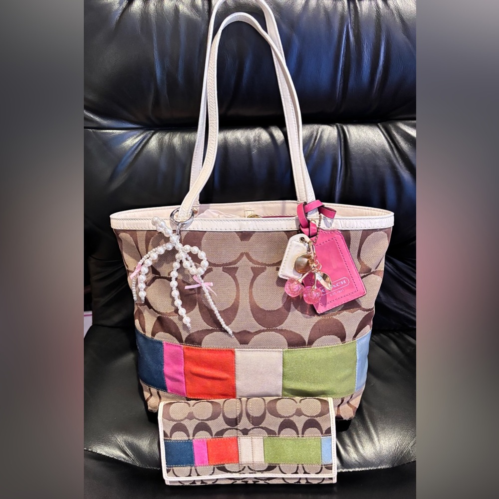 Coach Y2K 2007 Patchwork Signature Bag and Matching Wallet